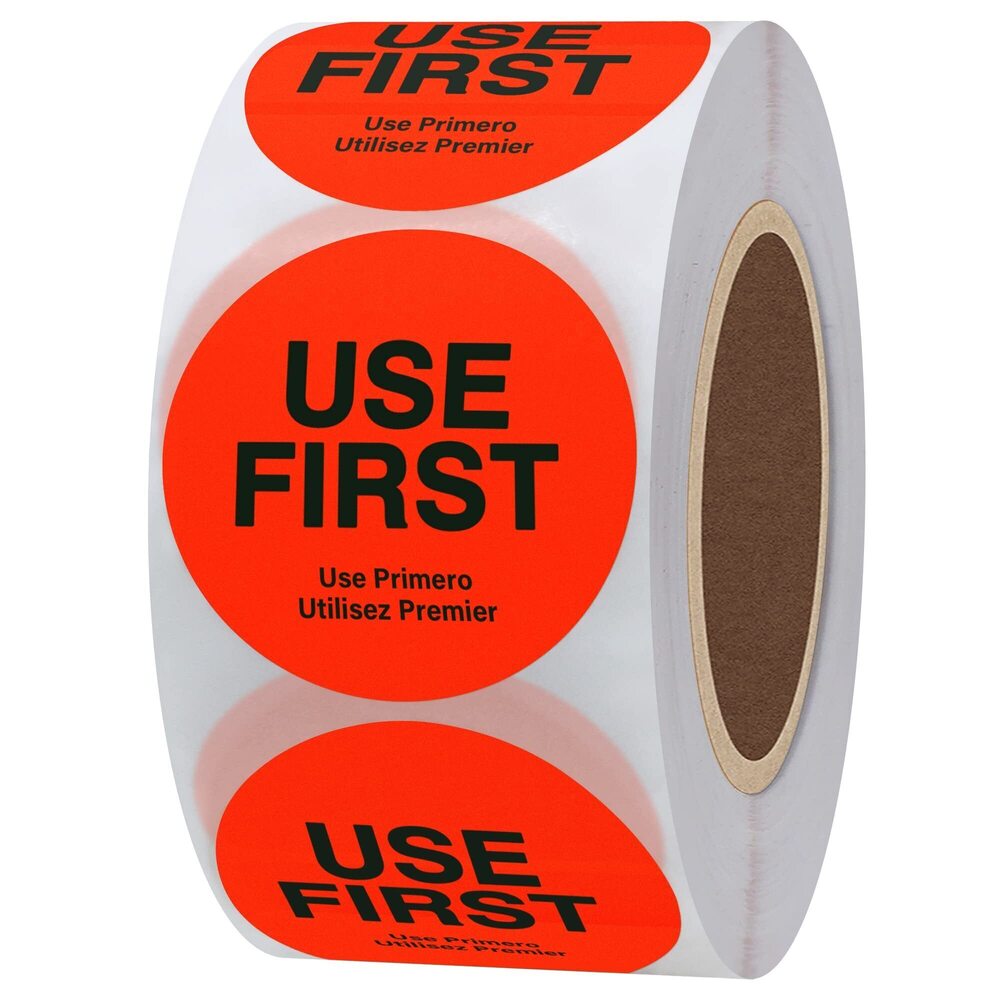 7556 Fluorescence USE First Stickers Restaurant Food Service FIFO Label 1.5